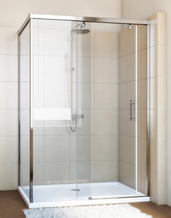 Душевой уголок GuteWetter Slide Rectan GK-863B левая 110x80 см стекло бесцветное, профиль хром, прямоугольный, двери раздвижные
