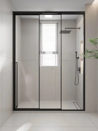 Душевая дверь в нишу Veconi Premium Prato 300 B-R 170, профиль матовый черный, стекло прозрачное, раздвижная, правая