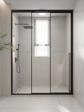 Душевая дверь в нишу Veconi Premium Prato 300 B-L 150, профиль матовый черный, стекло прозрачное, раздвижная, левая