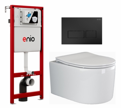 Комплект 3 в 1 инсталляция Enio Profi EN7050050 + Унитаз подвесной Ceramica Nova Moments CN3003 + кнопка чёрная матовая Linea