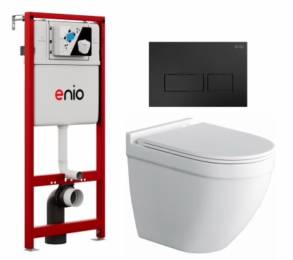 Комплект 3 в 1 инсталляция Enio Profi EN7050050 + Унитаз подвесной Owl 1975 Cirkel-H + кнопка чёрная матовая Linea