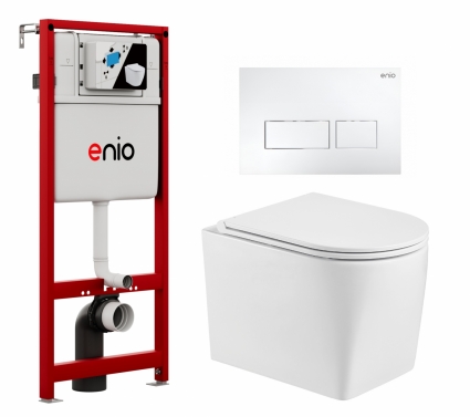Комплект 3 в 1 инсталляция Enio Profi EN7050050 + Унитаз подвесной WeltWasser Nesenbach 004 GL-WT + кнопка белая матовая Linea