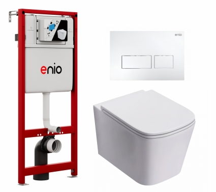 Комплект 3 в 1 инсталляция Enio Profi EN7050050 + Унитаз подвесной Lorne Lambro Tornado LN5007505 + кнопка белая матовая Linea