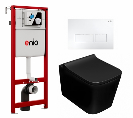 Комплект 3 в 1 инсталляция Enio Profi EN7050050 + Унитаз подвесной Lorne Lambro BL LN5007507 + кнопка белая матовая Linea