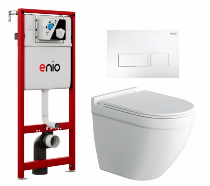 Комплект 3 в 1 инсталляция Enio Profi EN7050050 + Унитаз подвесной Owl 1975 Cirkel-H + кнопка белая матовая Linea
