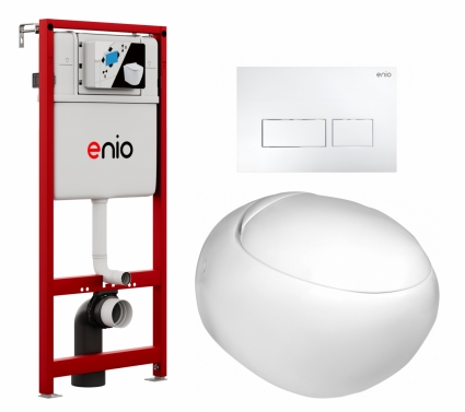 Комплект 3 в 1 инсталляция Enio Profi EN7050050 + Подвесной унитаз WeltWasser Jeckenbach + кнопка белая матовая Linea