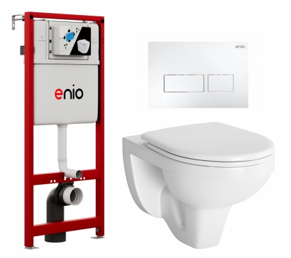 Комплект 3 в 1 инсталляция Enio Profi EN7050050 + Унитаз подвесной Berges Wasserhaus Gamma 081105 + кнопка белая матовая Linea