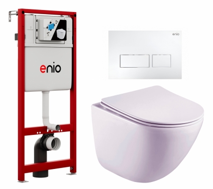 Комплект 3 в 1 инсталляция Enio Profi EN7050050 + Унитаз подвесной Esbano Lotus ESUPLOTUW + кнопка белая матовая Linea
