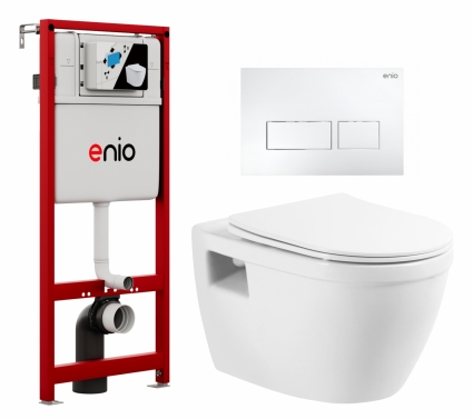 Комплект 3 в 1 инсталляция Enio Profi EN7050050 + Унитаз подвесной BelBagno Loto BB070CHR/SC + кнопка белая матовая Linea