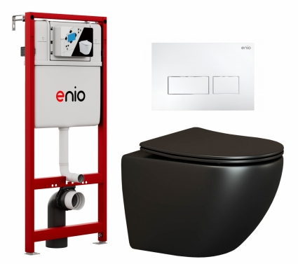 Комплект 3 в 1 инсталляция Enio Profi EN7050050 + Унитаз подвесной Ceramica Nova Metropol CN4002MB + кнопка белая матовая Linea