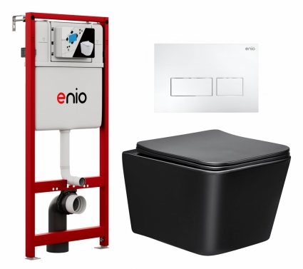 Комплект 3 в 1 инсталляция Enio Profi EN7050050 + Унитаз Vincea Q-Line VT1-12MB + кнопка белая матовая Linea