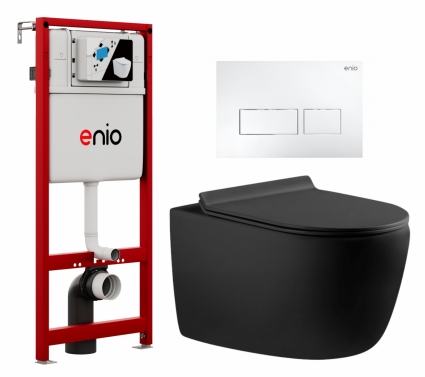 Комплект 3 в 1 инсталляция Enio Profi EN7050050 + Унитаз подвесной Aquanet Cetus-BW 287008 + кнопка белая матовая Linea