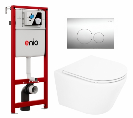 Комплект 3 в 1 инсталляция Enio Profi EN7050050 + Унитаз подвесной BelBagno Tre BB8001CHR/SC + кнопка хром Sfera 