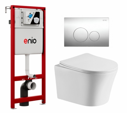 Комплект 3 в 1 инсталляция Enio Profi EN7050050 + Подвесной унитаз CeruttiSpa Adige Aria CT7837 + кнопка хром Sfera 