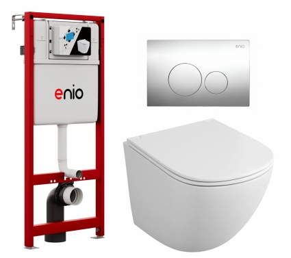 Комплект 3 в 1 инсталляция Enio Profi EN7050050 + Унитаз подвесной Owl 1975 Vind TOWLT190302 + кнопка хром Sfera 