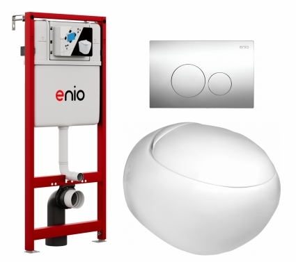 Комплект 3 в 1 инсталляция Enio Profi EN7050050 + Подвесной унитаз WeltWasser Jeckenbach + кнопка хром Sfera 