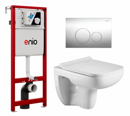 Комплект 3 в 1 инсталляция Enio Profi EN7050050 + Подвесной унитаз WeltWasser Kehlbach 004 GL-WT + кнопка хром Sfera 