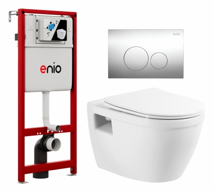 Комплект 3 в 1 инсталляция Enio Profi EN7050050 + Унитаз подвесной BelBagno Loto BB070CHR/SC + кнопка хром Sfera 