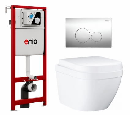 Комплект 3 в 1 инсталляция Enio Profi EN7050050 + Унитаз подвесной Grohe Euro Ceramic 39206000 + кнопка хром Sfera 
