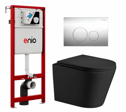 Комплект 3 в 1 инсталляция Enio Profi EN7050050 + Подвесной унитаз WeltWasser Salzbach 043 MT-BL + кнопка хром Sfera 