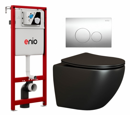 Комплект 3 в 1 инсталляция Enio Profi EN7050050 + Унитаз подвесной Ceramica Nova Metropol CN4002MB + кнопка хром Sfera 