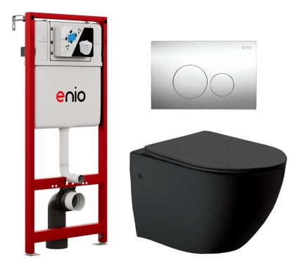 Комплект 3 в 1 инсталляция Enio Profi EN7050050 + Унитаз Vincea Globo VT1-14MB + кнопка хром Sfera 