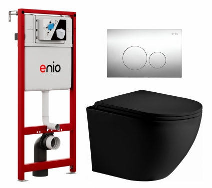 Комплект 3 в 1 инсталляция Enio Profi EN7050050 + Унитаз подвесной Weltwasser WW Merzbach 043 MT-BL + кнопка хром Sfera 