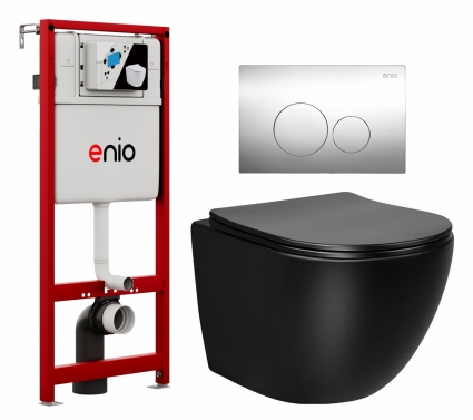 Комплект 3 в 1 инсталляция Enio Profi EN7050050 + Унитаз Vincea Globo VT1-14SMB + кнопка хром Sfera 