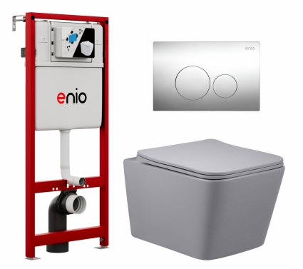 Комплект 3 в 1 инсталляция Enio Profi EN7050050 + Унитаз подвесной Vincea Q-Line VT1-12MG + кнопка хром Sfera 