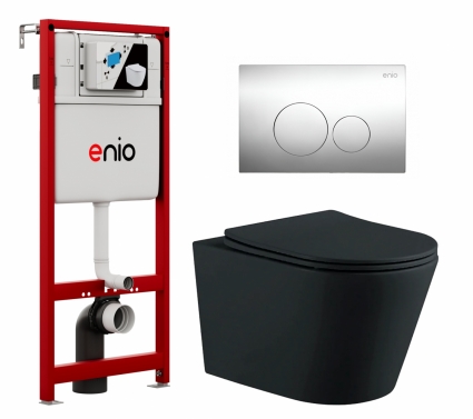 Комплект 3 в 1 инсталляция Enio Profi EN7050050 + Унитаз подвесной AQUATEK Вега AQ1905-MB + кнопка хром Sfera 