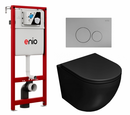Комплект 3 в 1 инсталляция Enio Profi EN7050050 + Унитаз подвесной Lorne Pilpao BL LN5007503 + кнопка хром матовый Sfera
