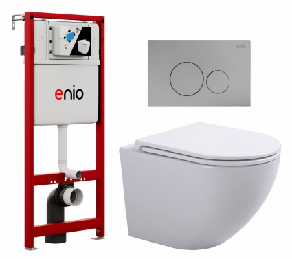 Комплект 3 в 1 инсталляция Enio Profi EN7050050 + Подвесной унитаз SinteSi EVI + кнопка хром матовый Sfera