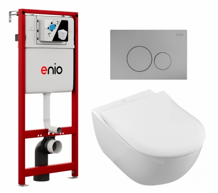 Комплект 3 в 1 инсталляция Enio Profi EN7050050 + Унитаз подвесной Villeroy & Boch Subway 2.0 5614R201 + кнопка хром матовый Sfera