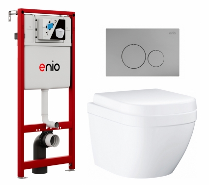 Комплект 3 в 1 инсталляция Enio Profi EN7050050 + Унитаз подвесной Grohe Euro Ceramic 39206000 + кнопка хром матовый Sfera