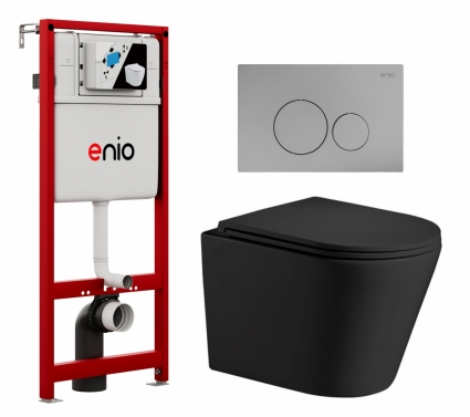 Комплект 3 в 1 инсталляция Enio Profi EN7050050 + Подвесной унитаз WeltWasser Salzbach 043 MT-BL + кнопка хром матовый Sfera