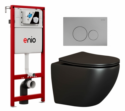 Комплект 3 в 1 инсталляция Enio Profi EN7050050 + Унитаз подвесной Ceramica Nova Metropol CN4002MB + кнопка хром матовый Sfera
