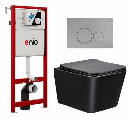 Комплект 3 в 1 инсталляция Enio Profi EN7050050 + Унитаз Vincea Q-Line VT1-12MB + кнопка хром матовый Sfera