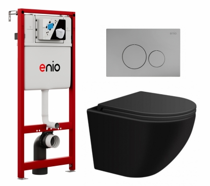 Комплект 3 в 1 инсталляция Enio Profi EN7050050 +  Подвесной унитаз SinteSi EVI + кнопка хром матовый Sfera