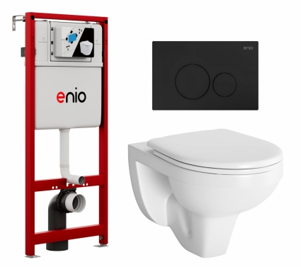 Комплект 3 в 1 инсталляция Enio Profi EN7050050 + Унитаз подвесной Berges Wasserhaus Gamma 081105 + кнопка чёрная матовая Sfera