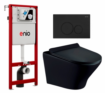 Комплект 3 в 1 инсталляция Enio Profi EN7050050 + Унитаз подвесной Esbano Aster ESUPASTEBM + кнопка чёрная матовая Sfera