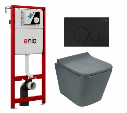 Комплект 3 в 1 инсталляция Enio Profi EN7050050 + Унитаз подвесной Weltwasser WW SK Gelbach 041 MT-GR + кнопка чёрная матовая Sfera