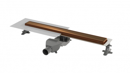 Душевой трап (лоток) Boheme Premium Linear 982-60-BRB 60 см, брашированная бронза, в пол, выпуск боковой