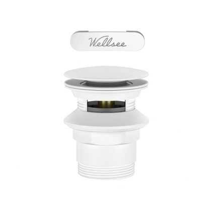Слив-перелив для ванны Wellsee Useful Extras 231928000 55 мм, клик-клак, матовый белый, с сифоном