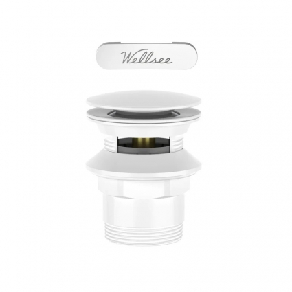 Слив-перелив Wellsee Useful Extras 231927000 55 мм, клик-клак, глянцевый белый, с сифоном