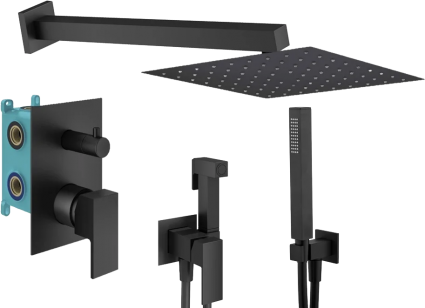 Комплект для ванной Plumberia Selection Tag KITZTG18NO С ВНУТРЕННЕЙ ЧАСТЬЮ, черный матовый, шланг пластиковый 150 см