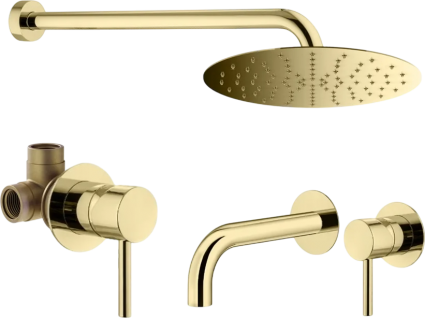 Комплект для ванной Plumberia Selection Ixo KITXO01OR210 С ВНУТРЕННЕЙ ЧАСТЬЮ, золото 24к в современном стиле