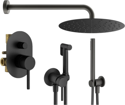 Комплект для ванной Plumberia Selection Ixo KITZXO15NO С ВНУТРЕННЕЙ ЧАСТЬЮ, черный матовый, шланг пластиковый 150 см