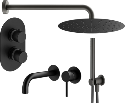 Комплект для ванной Plumberia Selection Ixo KITXOT18NO210 С ВНУТРЕННЕЙ ЧАСТЬЮ, черный матовый, шланг пластиковый 150 см