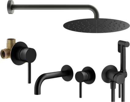 Комплект для ванной Plumberia Selection Ixo KITZXO01NO210 С ВНУТРЕННЕЙ ЧАСТЬЮ, черный матовый, шланг 125 см