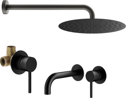Комплект для ванной Plumberia Selection Ixo KITXO01NO210 С ВНУТРЕННЕЙ ЧАСТЬЮ, черный матовый в современном стиле